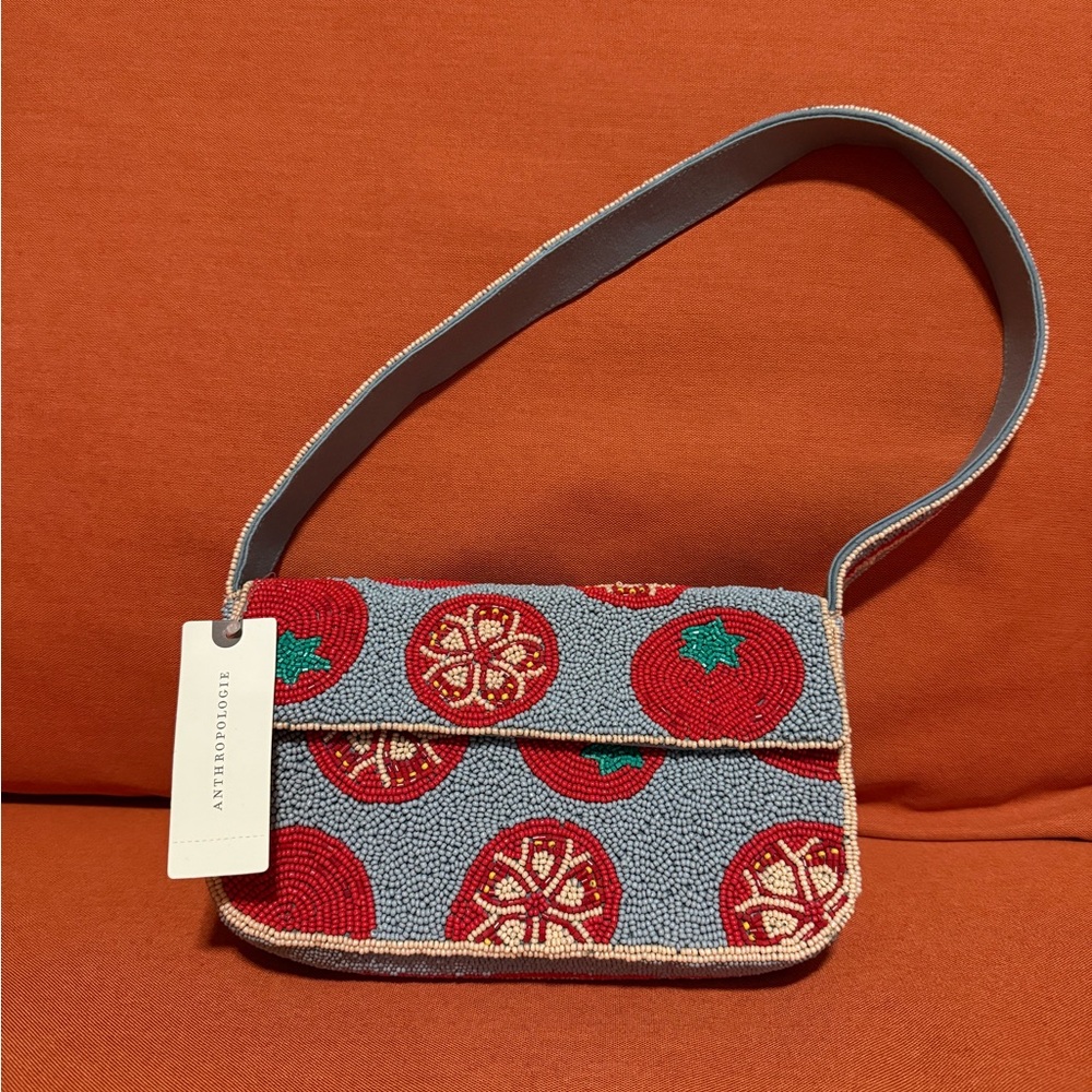 NWT Anthropologie Beaded Fiona Tomato Bag